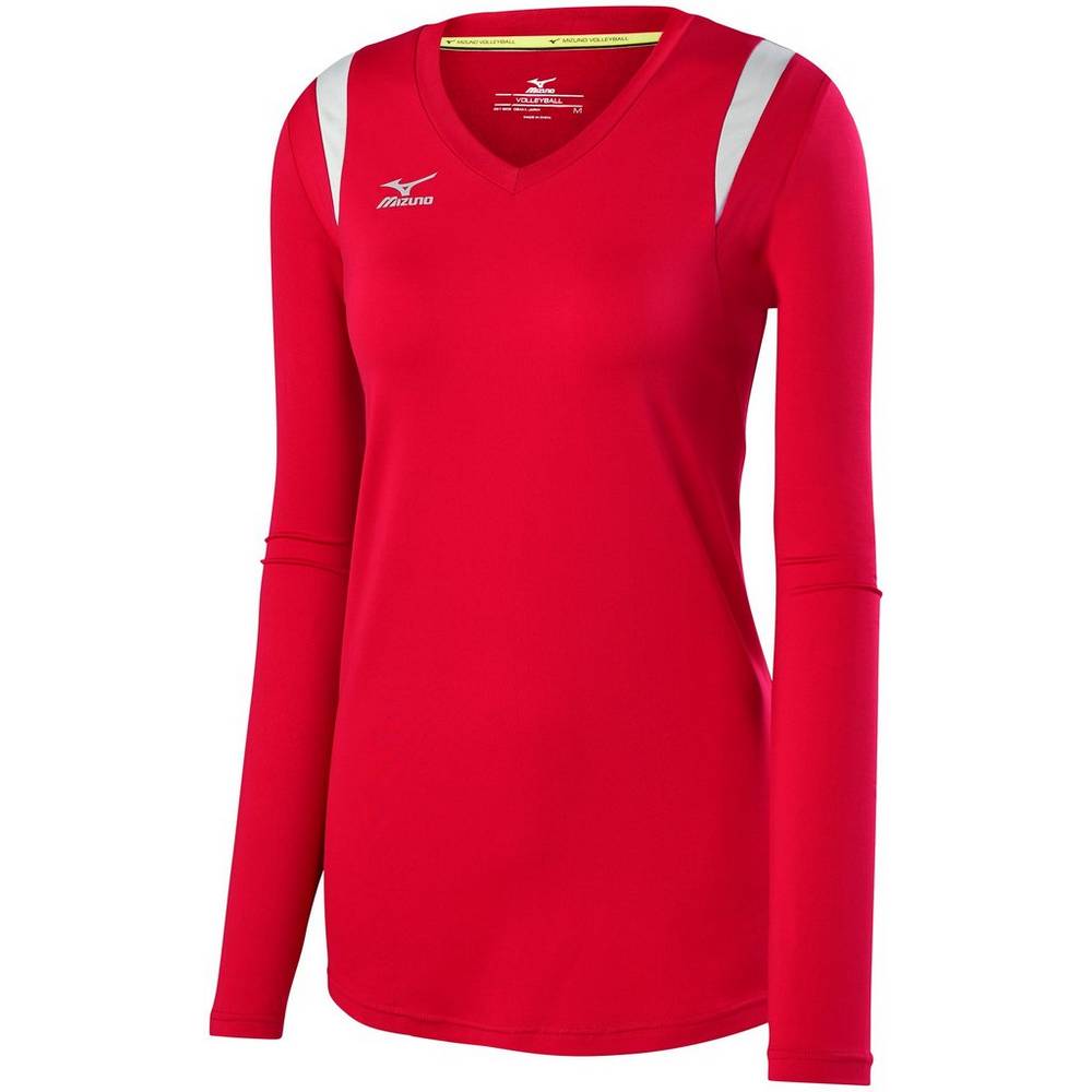 Jersey Mizuno Voleibol Balboa 5.0 Long Sleeve Para Mujer Rojos/Plateados/Grises 1059734-XL